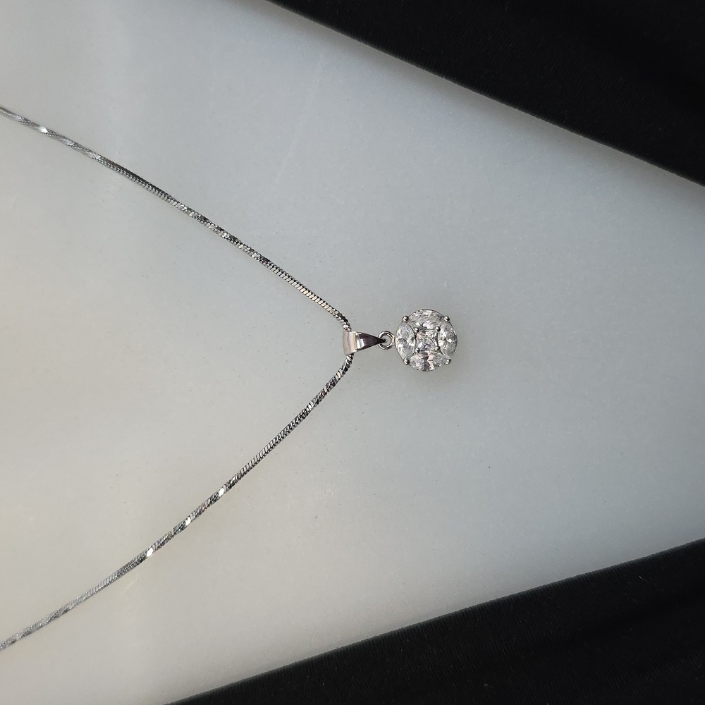 White Gold Plated Silver Pendant Necklace